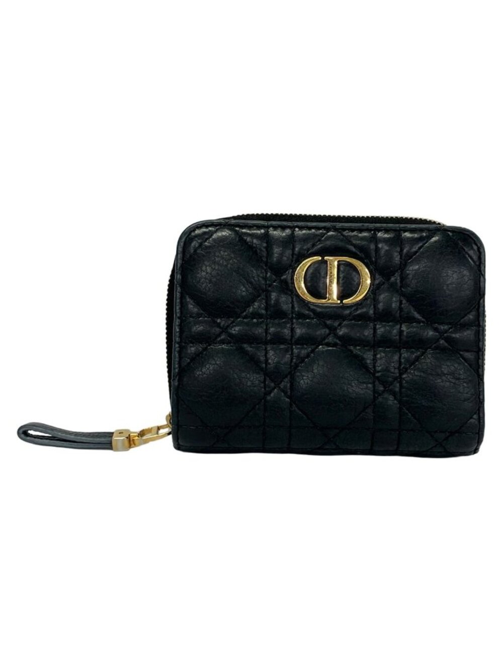 Dior Bifold Wallet Caro Dark Navy Zip Around Leather